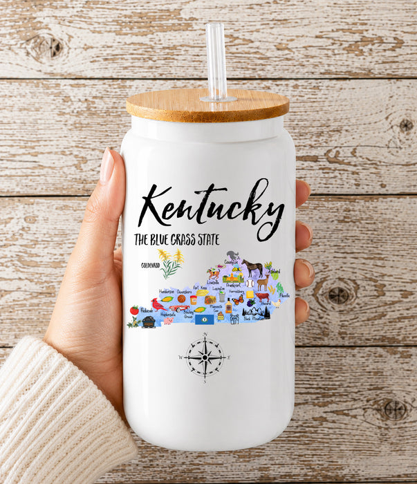 Kentucky State Map Glass Cup