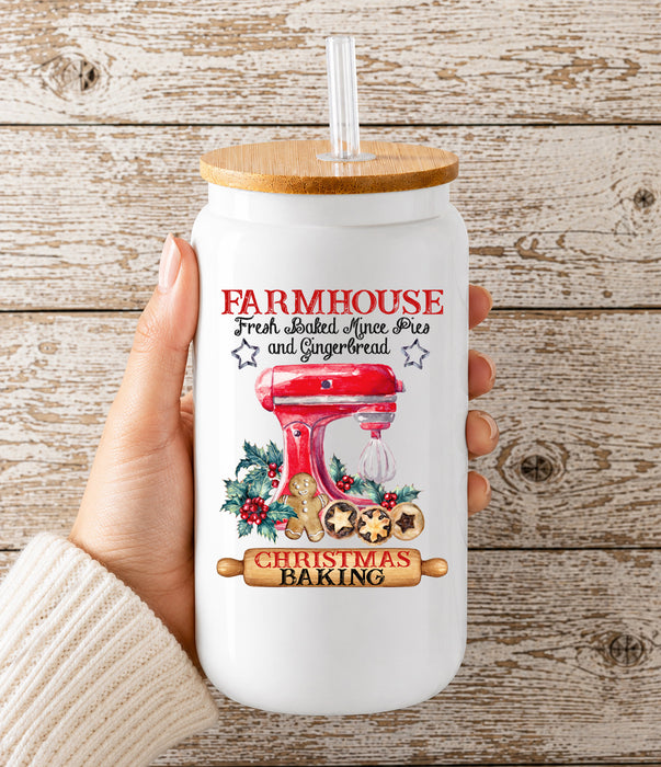 Christmas Farmhouse Gingerbread Mixer Glass Cup