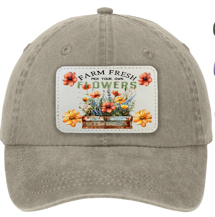 Farm Fresh Field Country Flowers Baseball Hat