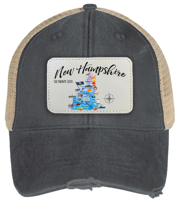 New Hampshire State Map Baseball hat