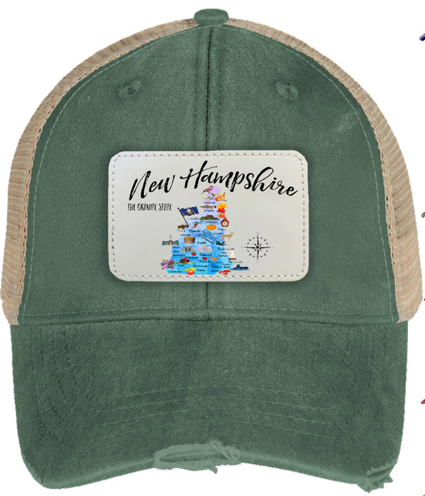 New Hampshire State Map Baseball hat