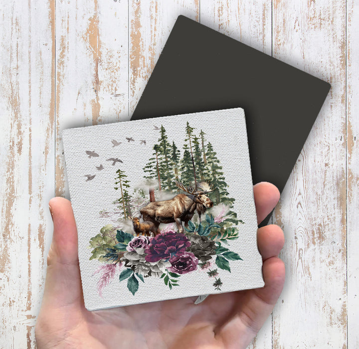 Moose Trees Mountains Wildlife Magnet Fridge
