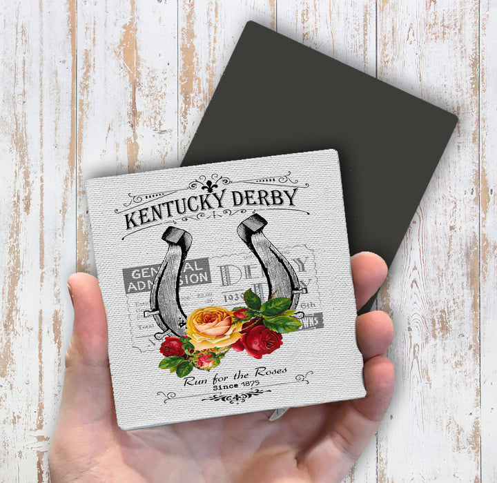 Kentucky Derby Horse Shoe Roses Magnet Fridge