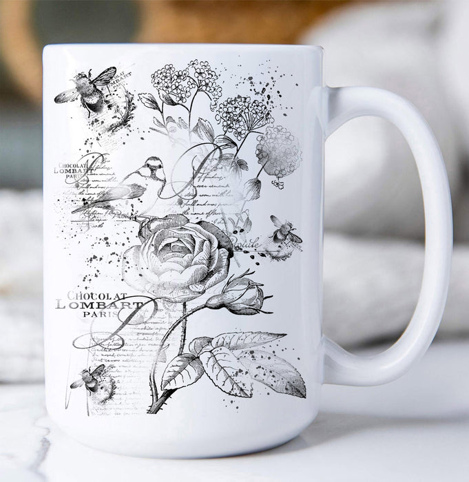 Vintage Shabby Chic Birds & Bees Coffee Mug
