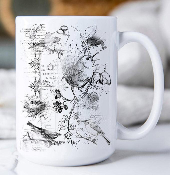 Vintage Shabby Chic Spring Birds Coffee Mug