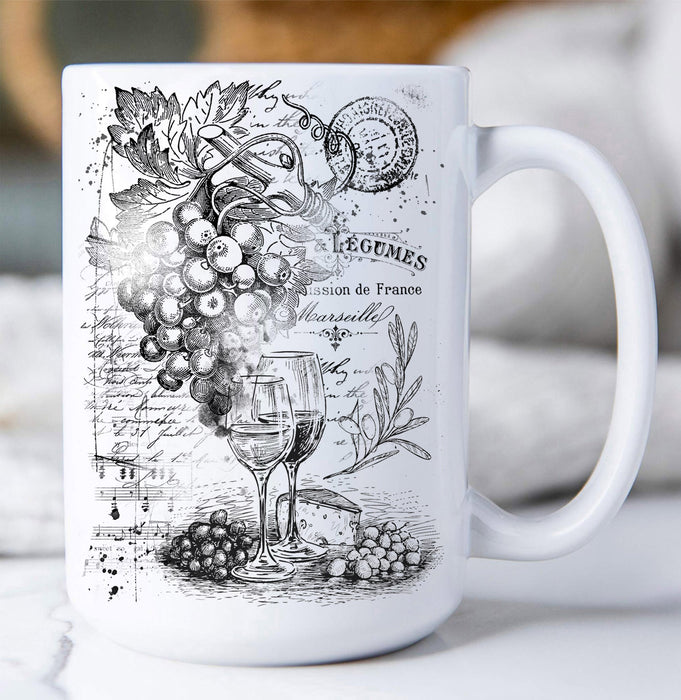 Vintage Shabby Wine and Grapes Coffee Mug