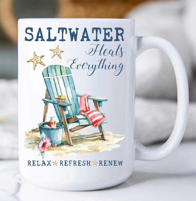 Saltwater Heals Everything Beach Coffee Mug
