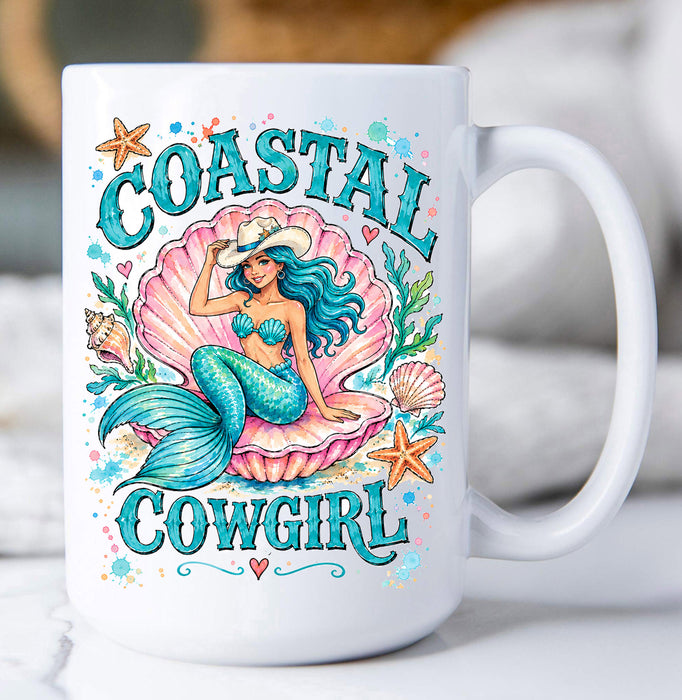 Cowboy Mermaid In Shell Coffee Mug