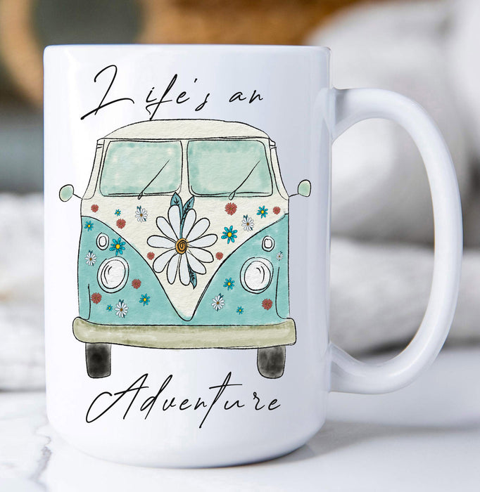 Life is an Adventure VW Bus Hippie Coffee Mug