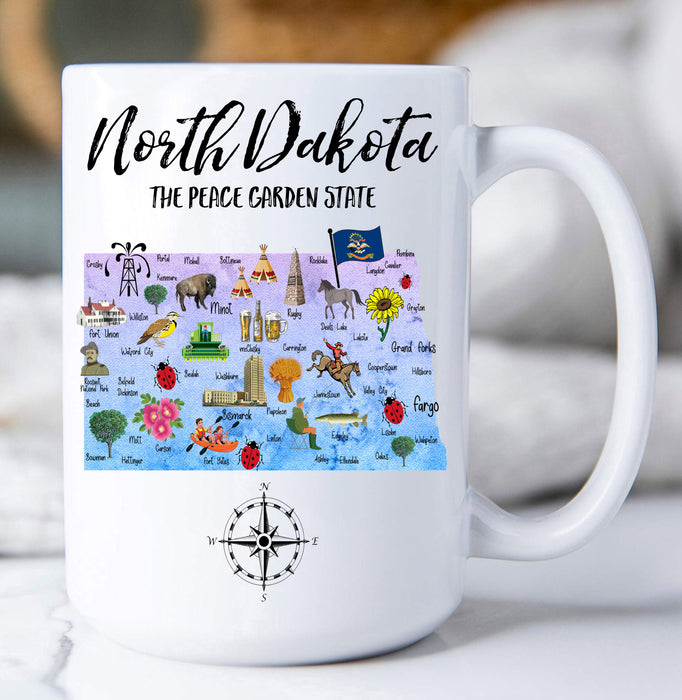 North Dakota State Map Coffee Mug