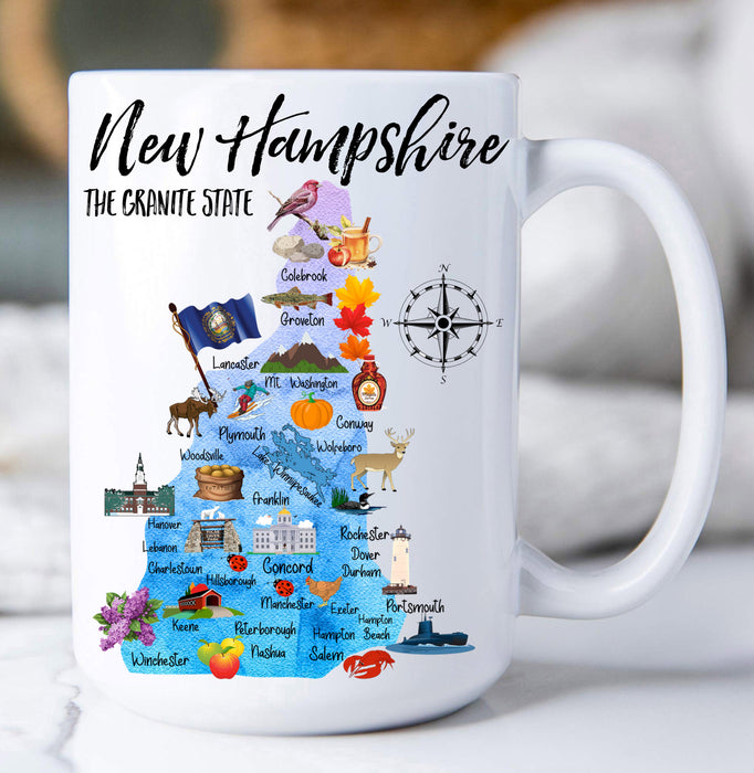 New Hampshire State Map Coffee Mug