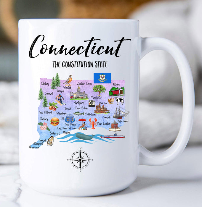 Connecticut State Map Souvenir Coffee Mug