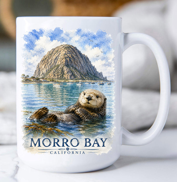 Morro Bay Otter with Rock Coffee Mug