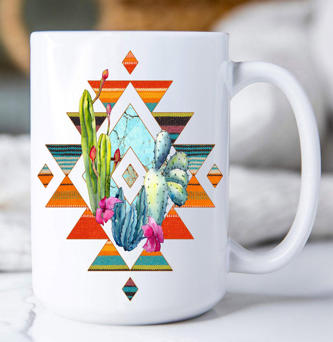Western Aztec Cactus Southwestern Coffee Mug