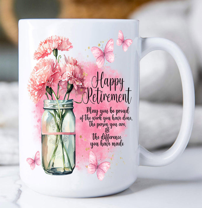 Happy Retirement mason jar Flowers  Coffee Mug