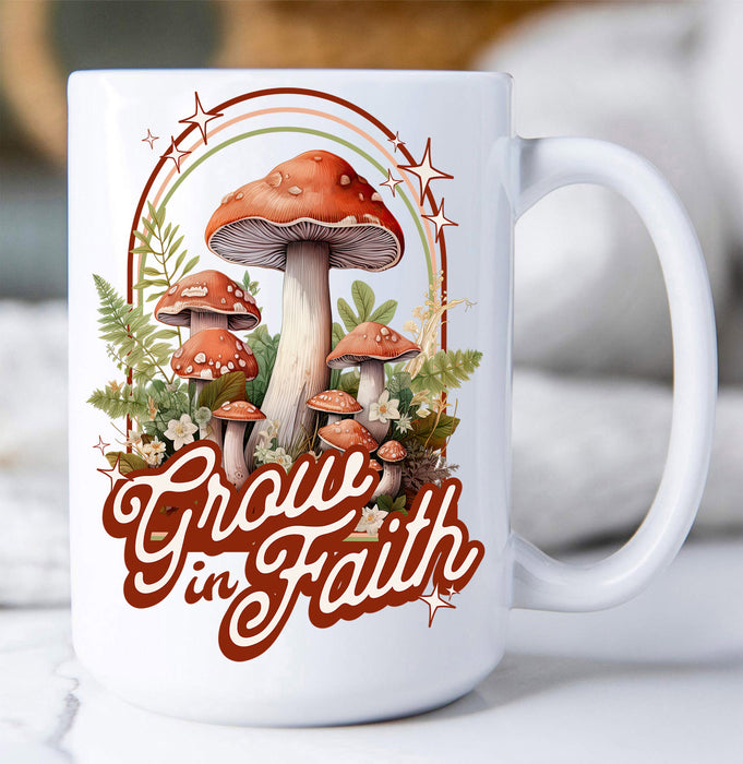 Grow in Faith Mushroom Spiritual Coffee Mug