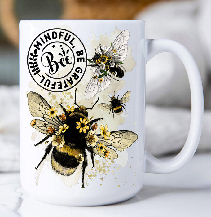 Bee Mindful Be Grateful Spiritual Coffee Mug