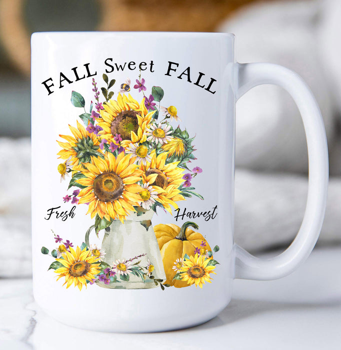 Sweet Autumn Fall Harvest Sunflowers Pumpkins Coffee Mug