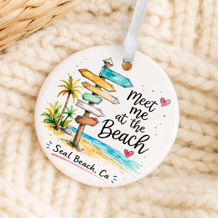 Memories at the Beach "Seal Beach, CA" Ornament