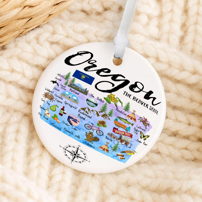 Oregon State Map Ornament