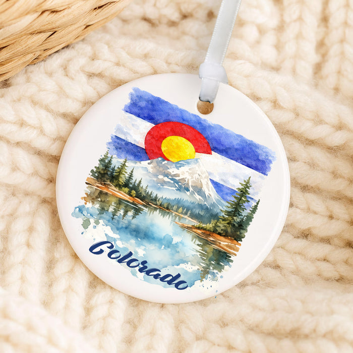 Colorado Mountain Scene State Flag Ornament