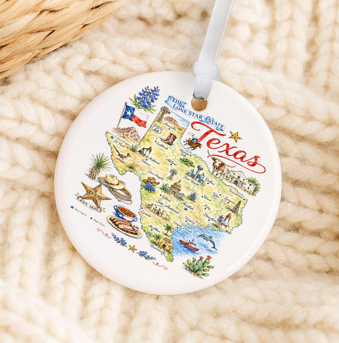Texas State Map Souvenir Ornament