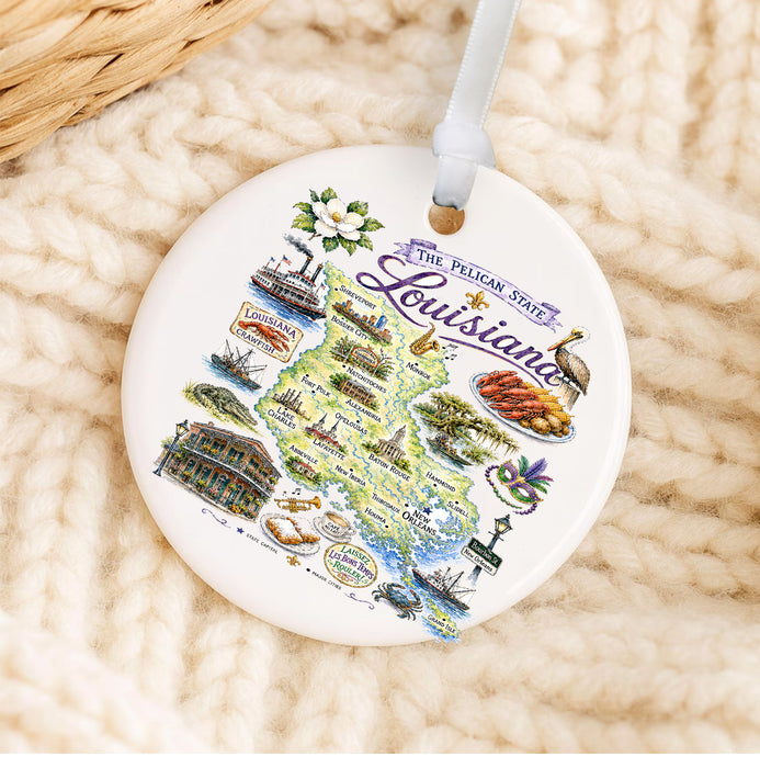 Louisiana State Map Souvenir Ornament