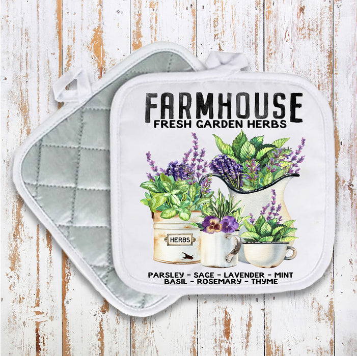 Farmhouse Fresh Garden Basil, Parsley Herbs Pot Holder