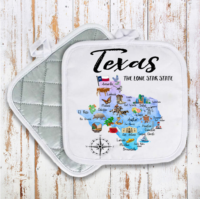 Texas State Map Pot Holder