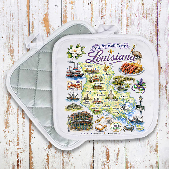 Louisiana State Map Souvenir Pot Holder