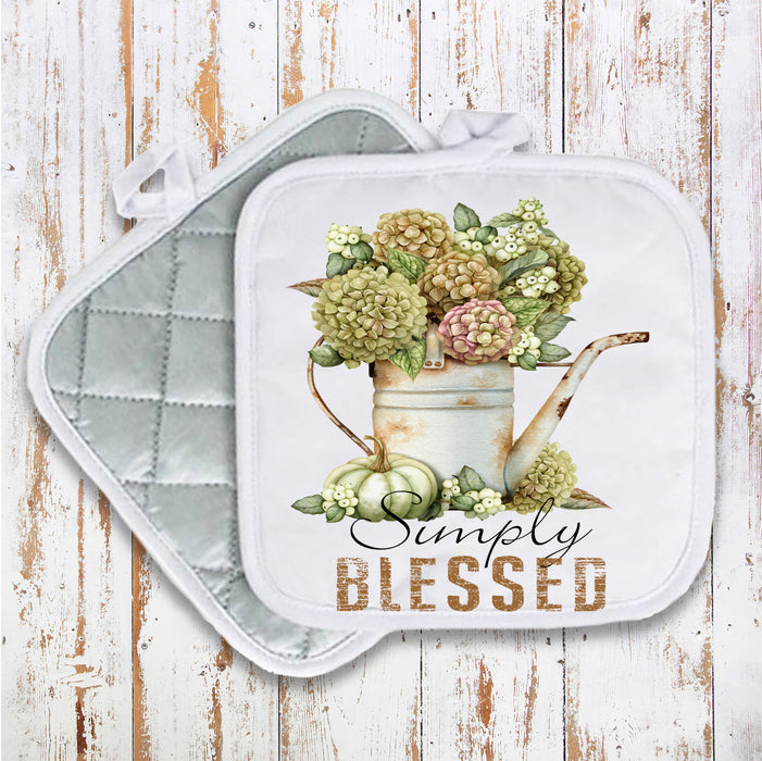 Fall Autumn Simply Blessed Pot Holder Oven Mitt