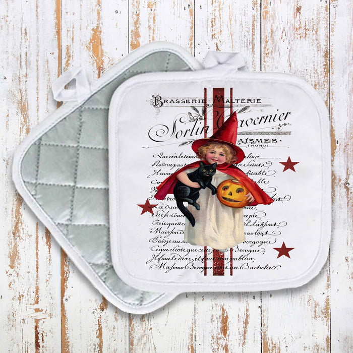 Halloween Vintage French Black Cat Pot Holder
