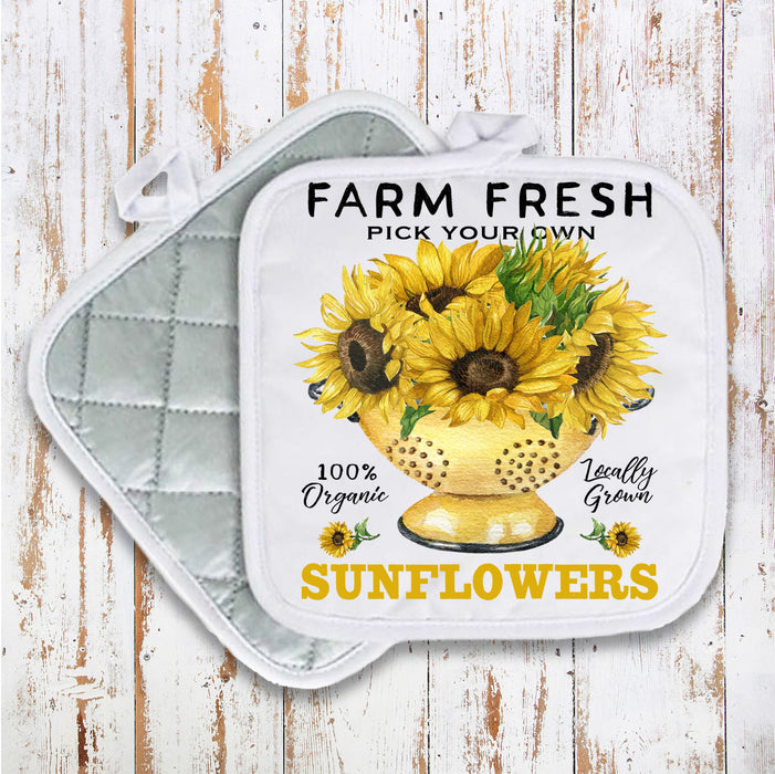 Farm Fresh Fall Autumn Sunflowers Pot Holder Oven Mitt