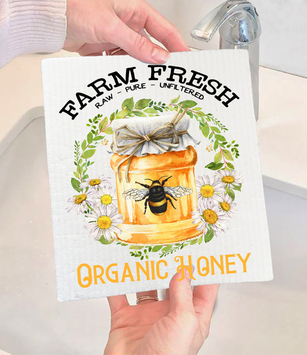 Farm Fresh Honey Bees Swedish Dishcloth