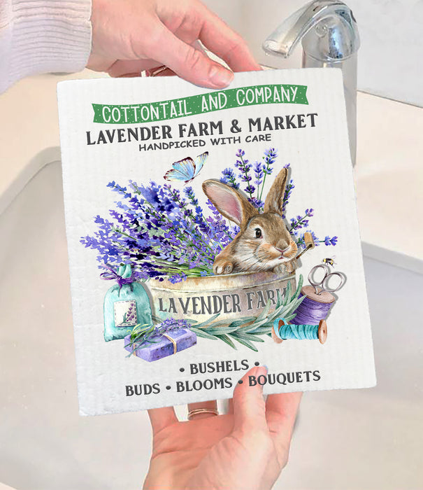 Lavender Farm Bunny Swedish Dishcloth