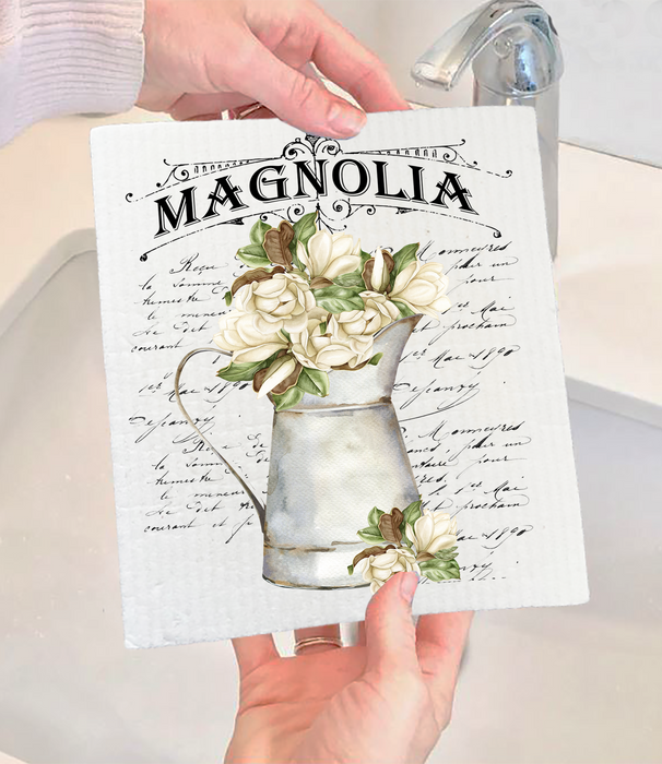 Flower Magnolia Swedish Dishcloth