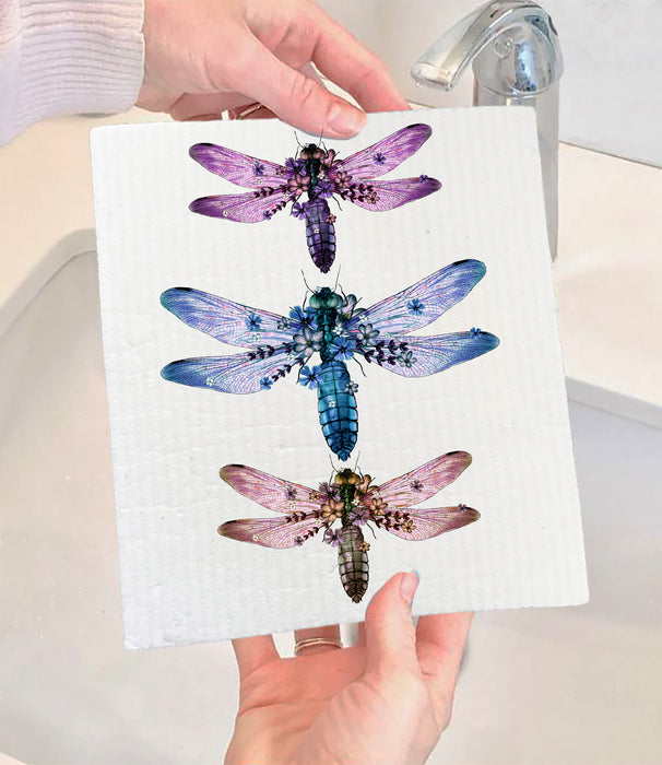 Vintage Dragonflies Insect Swedish Dishcloth