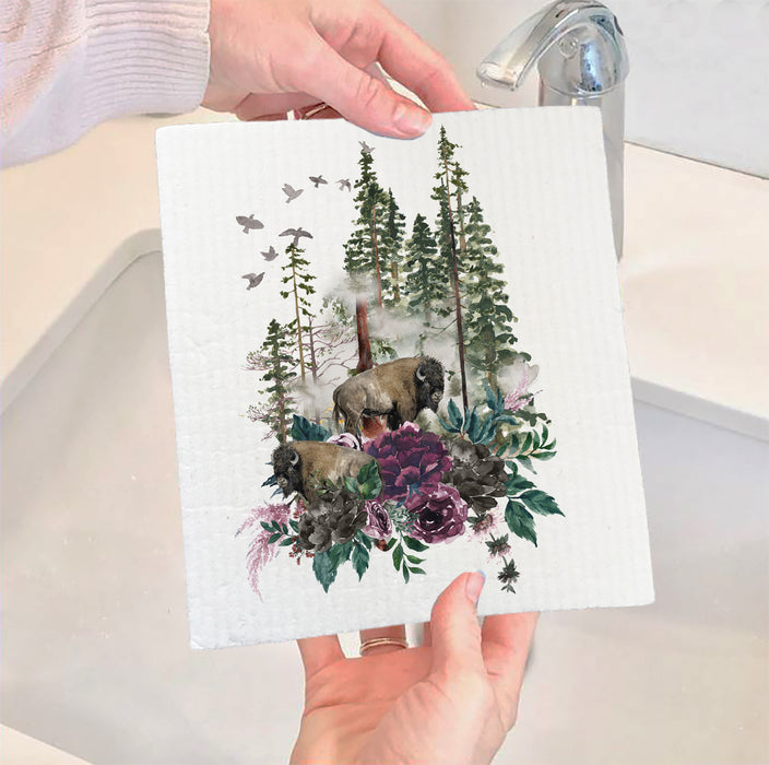 Buffalo Forest Trees Nature SWEDISH DISH CLOTHS