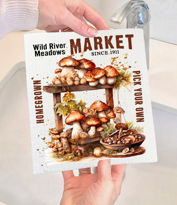 Wild River Mushroom Market Swedish Dishcloth