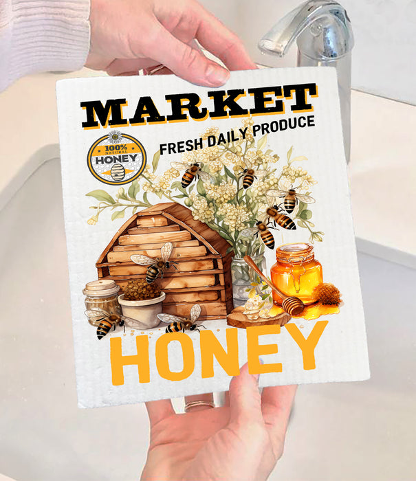 Honey Bees Country Market Swedish Dishcloth