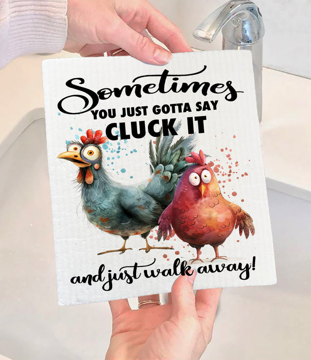 Gotta Cluck it and Walk Away Chickens Swedish Dishcloth