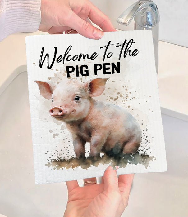 Welcome to the Pig Pen Piglet Swedish Dishcloth