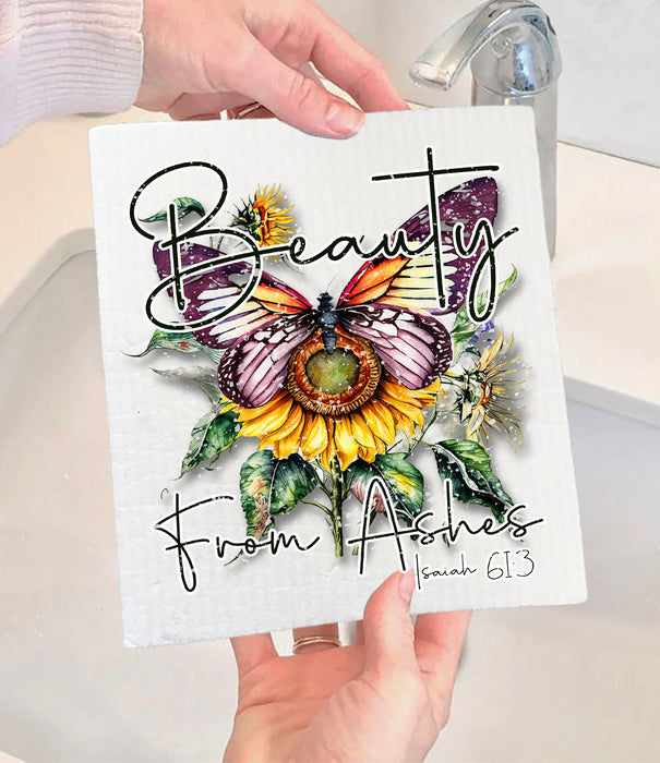 Beauty from Ashes Butterfly Spiritual Swedish Dishcloth