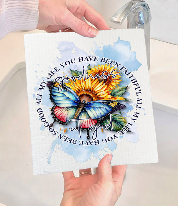 Goodness of God Butterfly Spiritual Swedish Dishcloth