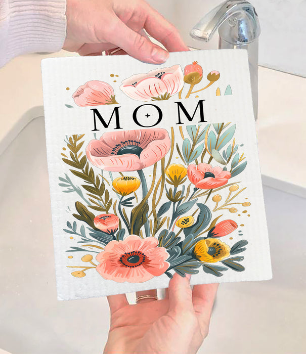 Mothers Day Mom Flowers Swedish Dishcloth