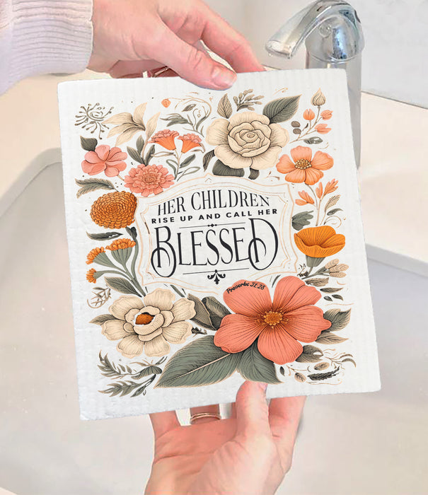 Mothers Day Children Call Her Blessed Swedish Dishcloth