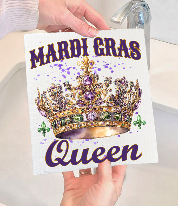 Mardi Gras Queen Crown Swedish Dishcloth