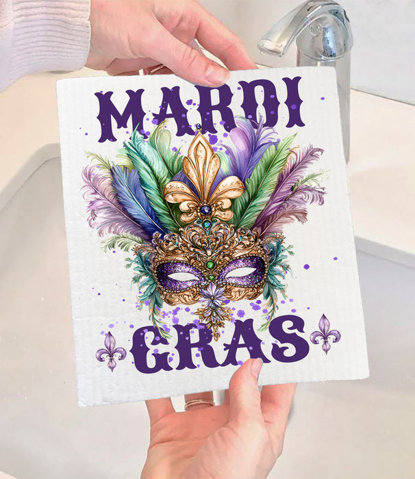 Mardi Gras Mask New Orleans Swedish Dishcloth