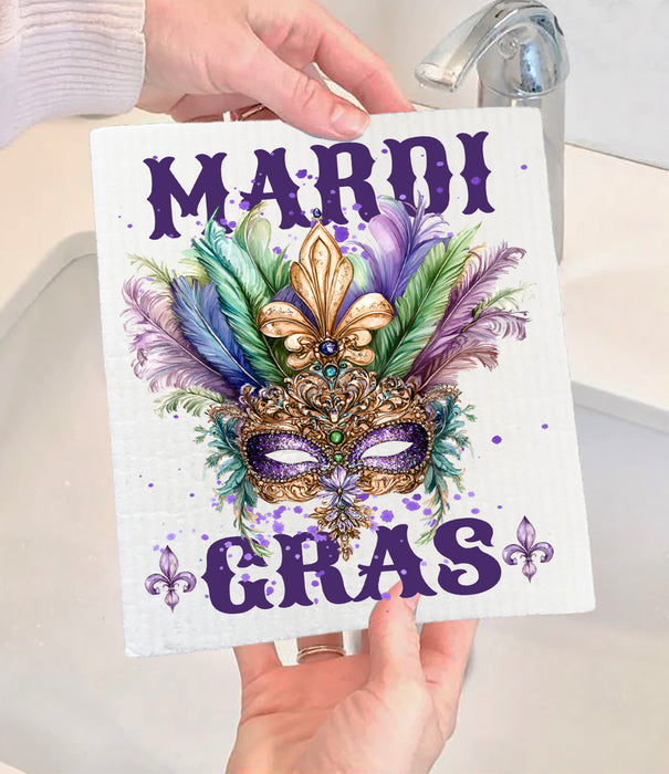 Mardi Gras Mask Swedish Dishcloth
