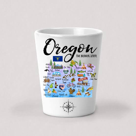 Oregon State Map Shot Glass